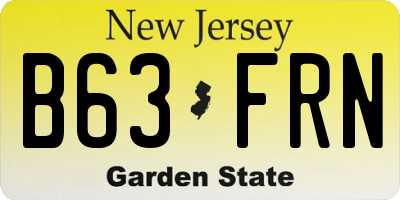 NJ license plate B63FRN