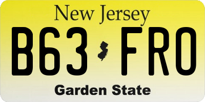 NJ license plate B63FRO
