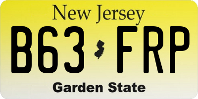 NJ license plate B63FRP
