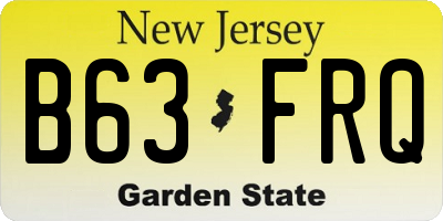 NJ license plate B63FRQ