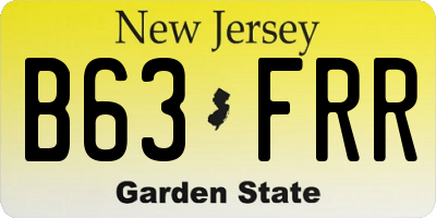 NJ license plate B63FRR