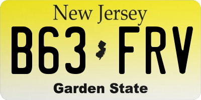 NJ license plate B63FRV