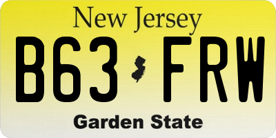 NJ license plate B63FRW
