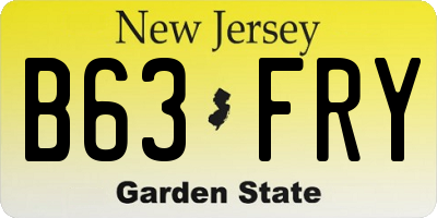 NJ license plate B63FRY