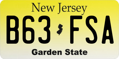 NJ license plate B63FSA