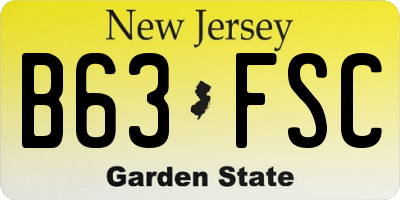 NJ license plate B63FSC