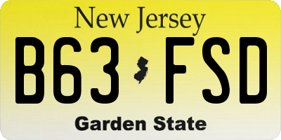 NJ license plate B63FSD