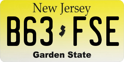 NJ license plate B63FSE