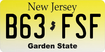 NJ license plate B63FSF