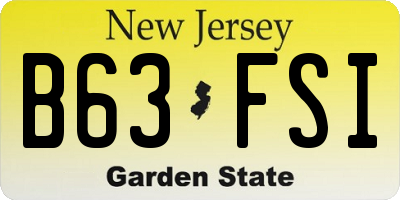 NJ license plate B63FSI