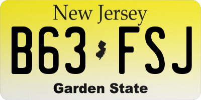 NJ license plate B63FSJ