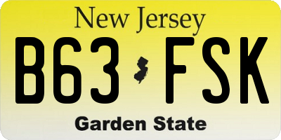 NJ license plate B63FSK