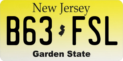 NJ license plate B63FSL