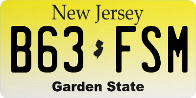 NJ license plate B63FSM