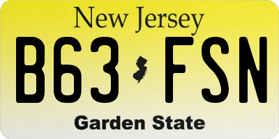 NJ license plate B63FSN