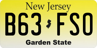 NJ license plate B63FSO
