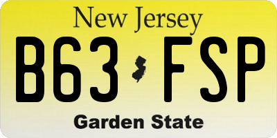 NJ license plate B63FSP