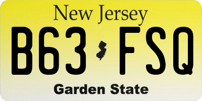 NJ license plate B63FSQ