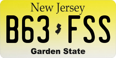 NJ license plate B63FSS