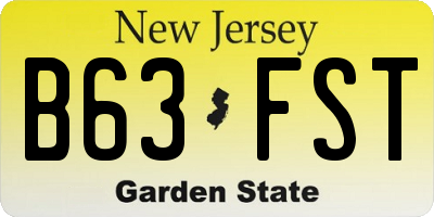 NJ license plate B63FST