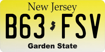 NJ license plate B63FSV