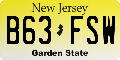 NJ license plate B63FSW