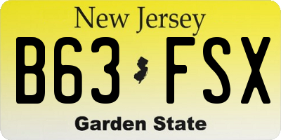 NJ license plate B63FSX