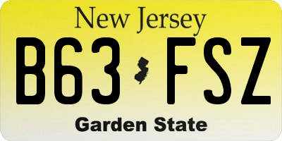 NJ license plate B63FSZ