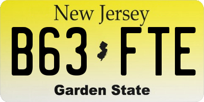 NJ license plate B63FTE