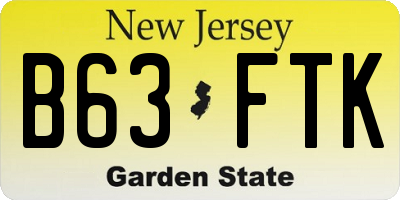 NJ license plate B63FTK