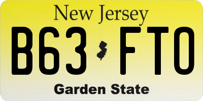 NJ license plate B63FTO