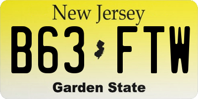 NJ license plate B63FTW