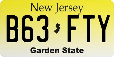 NJ license plate B63FTY