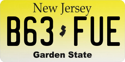 NJ license plate B63FUE