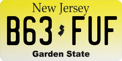 NJ license plate B63FUF