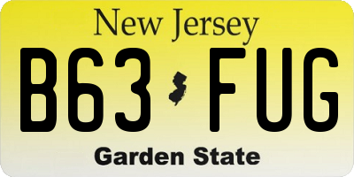 NJ license plate B63FUG