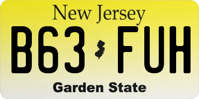 NJ license plate B63FUH