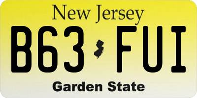 NJ license plate B63FUI