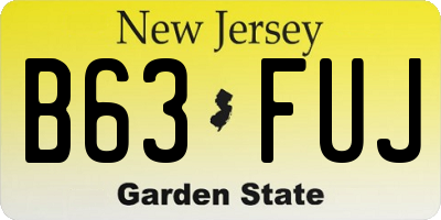 NJ license plate B63FUJ