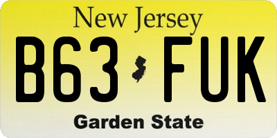 NJ license plate B63FUK