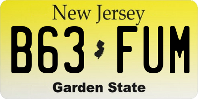 NJ license plate B63FUM