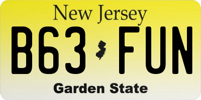 NJ license plate B63FUN