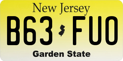 NJ license plate B63FUO