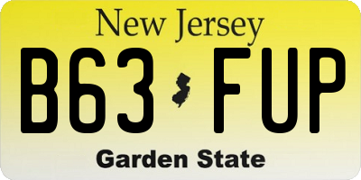 NJ license plate B63FUP