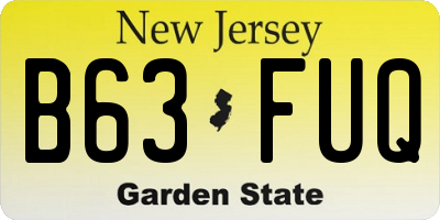 NJ license plate B63FUQ