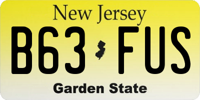NJ license plate B63FUS