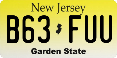 NJ license plate B63FUU