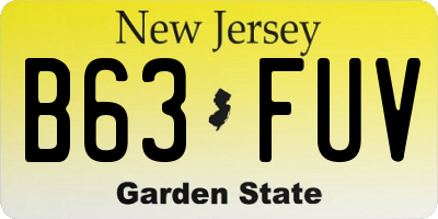 NJ license plate B63FUV
