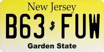NJ license plate B63FUW