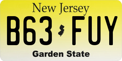 NJ license plate B63FUY